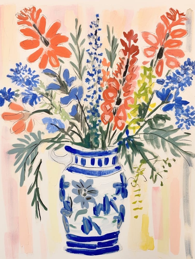 Flower Painting Fauvist Style Larkspur 3