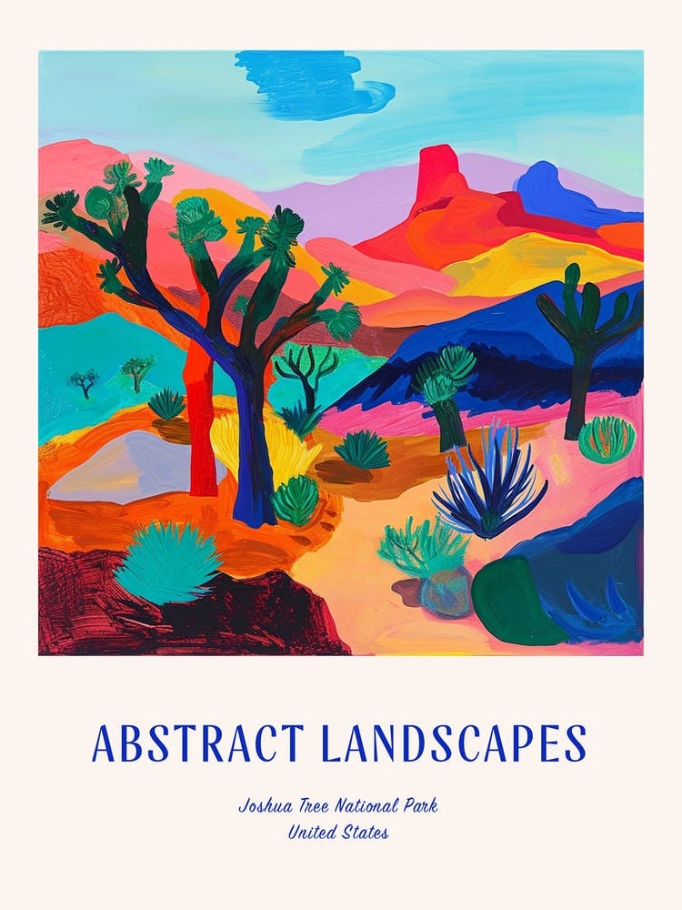 Colourful Abstract Joshua Tree National Park Usa 2 Poster Blue