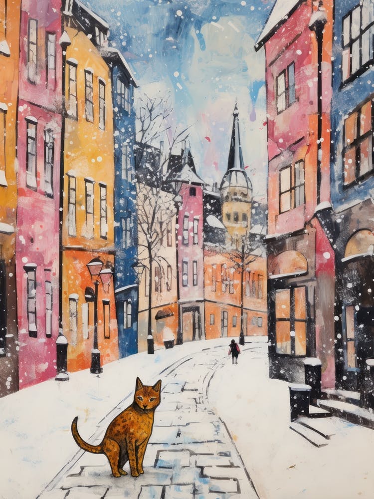 Cat In The Streets Of Prague   Czech Republic With Snow 4
