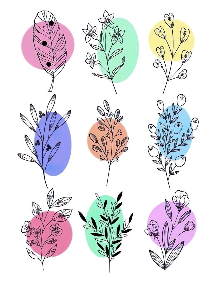 Fleurs dessinées à la main