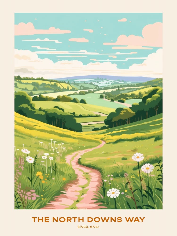 The North Downs Way England 2 Affiche de randonnée