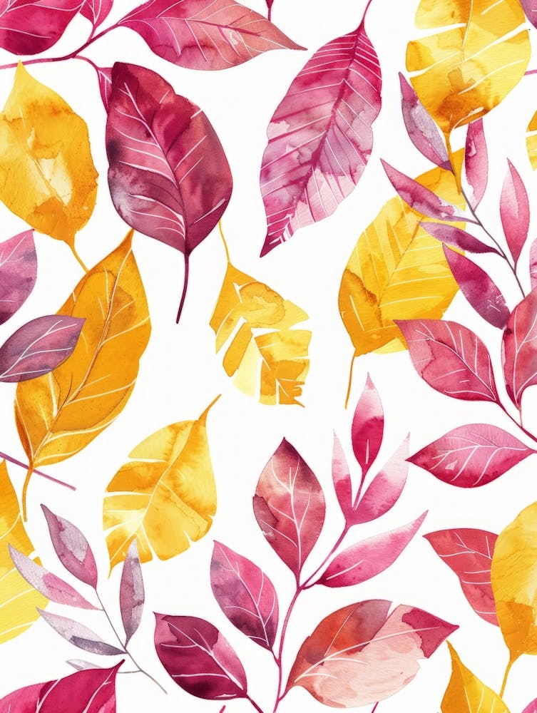 Watercolor Autumn Leaves Seamless Pattern 5
