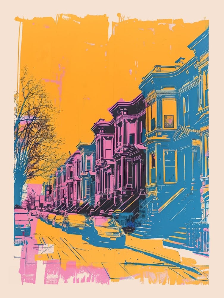 Crown Heights New York Colourful Silkscreen Illustration 1