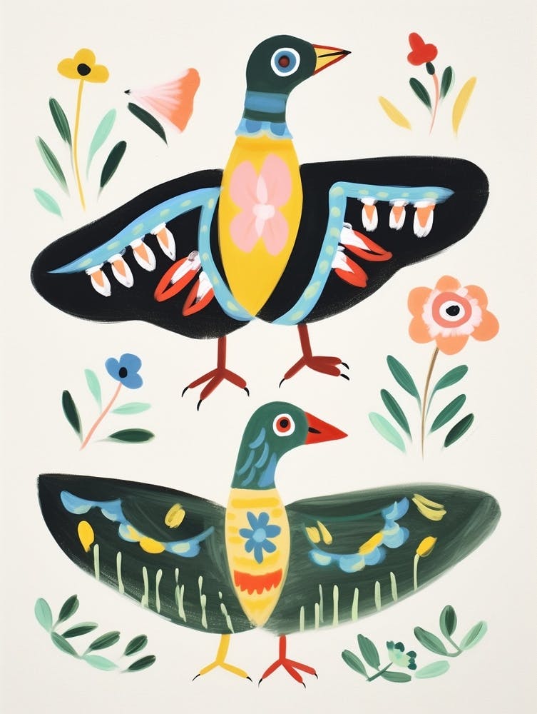 Folk Style Bird Painting Duck 1