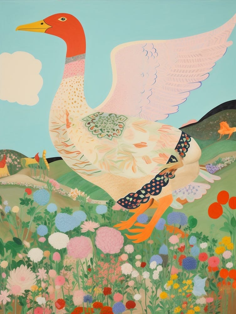 Maximalist Bird Painting Goose 1