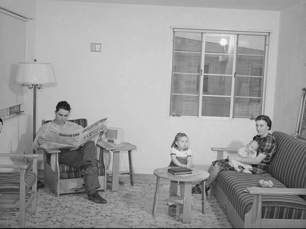 Family Group Of Family Living In House At Kearney Mesa Defense Housing Project, This Man Came Out To California From