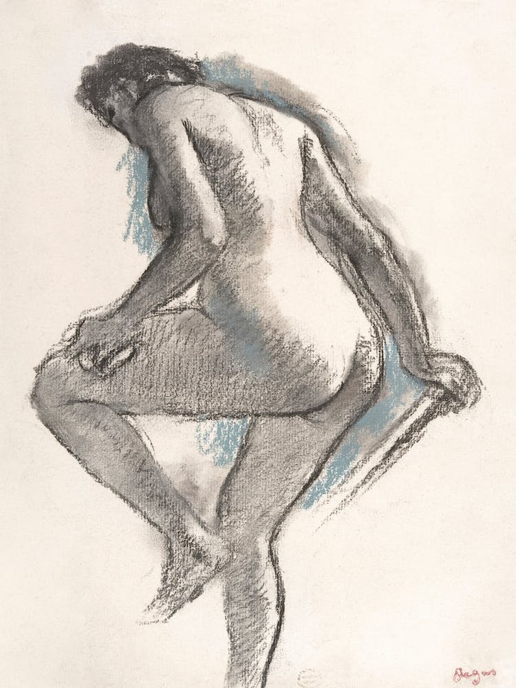 Naked Woman, Bather Sponging Her Knee, Edgar Degas