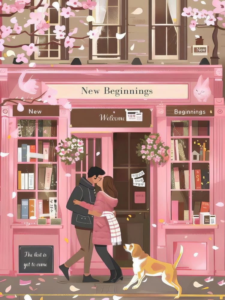 Cherry Blossom Print Bookshop Print Coffee Print Cafe Wall Art Prink Wall Art Kitchen Print Dreamy Print Pink Illustration Print Download