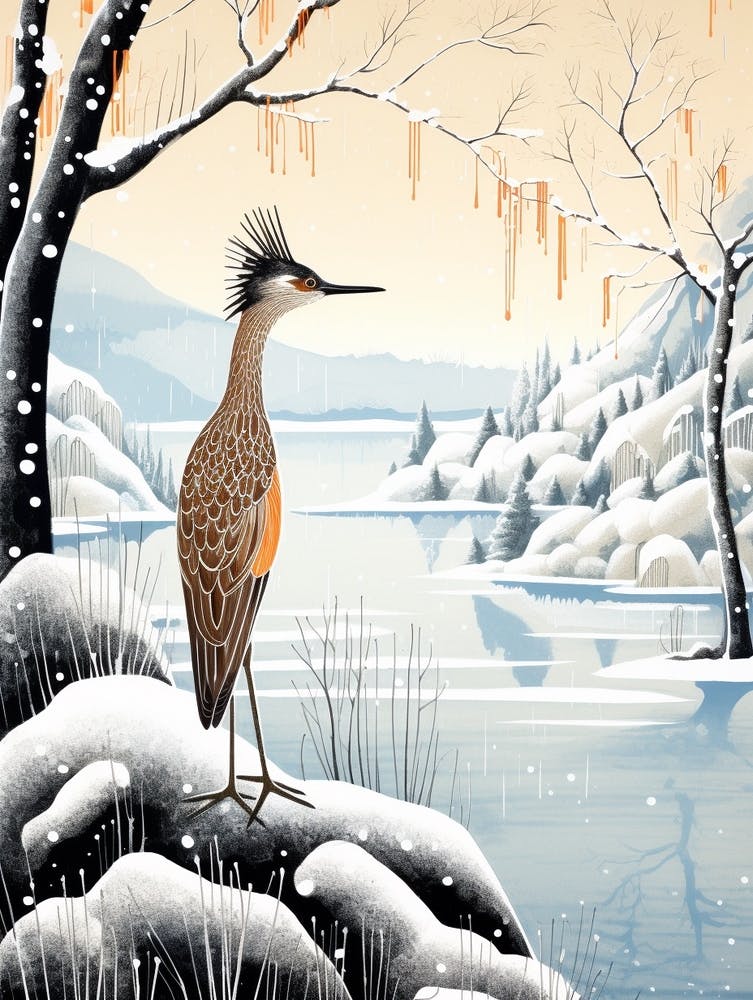 Winter Bird Painting Roadrunner 4