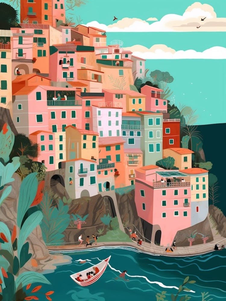 Cinque Terre, Italy Illustration