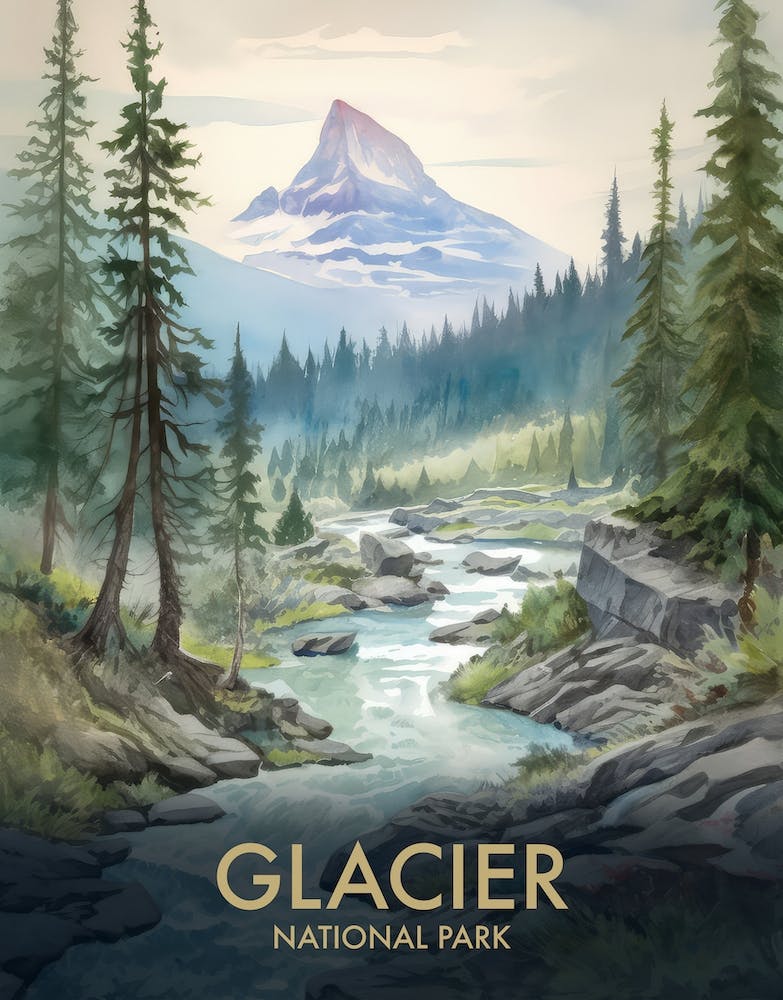 Glacier National Park Vintage Travel Poster 5