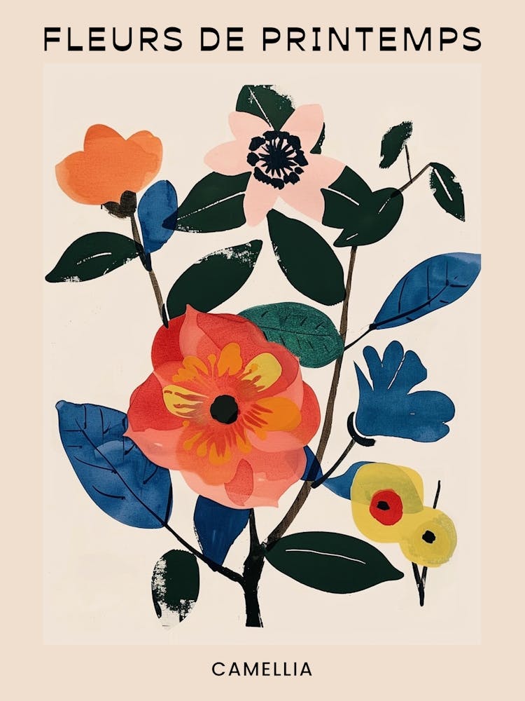 Spring Floral French Poster  Camellia 1