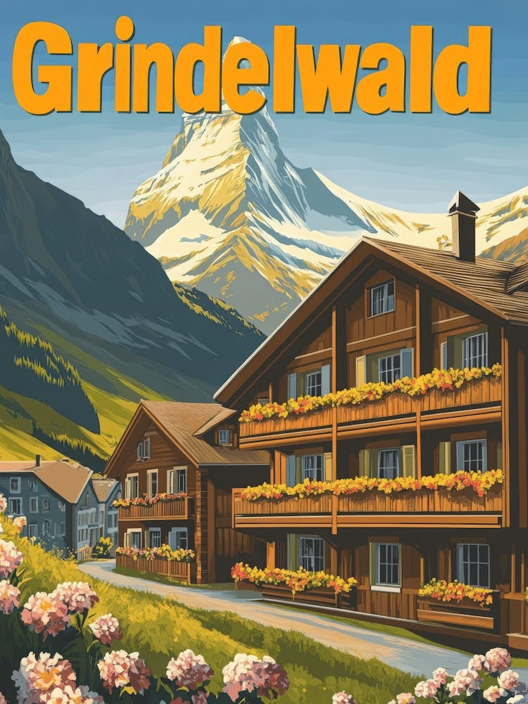 Aihrgdesign A Retro Travel Poster For Grindelwald