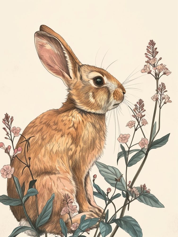 Cinnamon Blockprint Rabbit Illustration 7