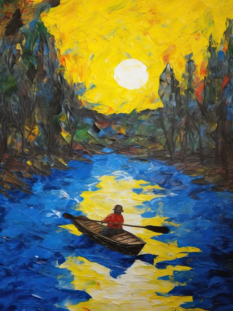 Kajakfahren im Stil von Van Gogh 3