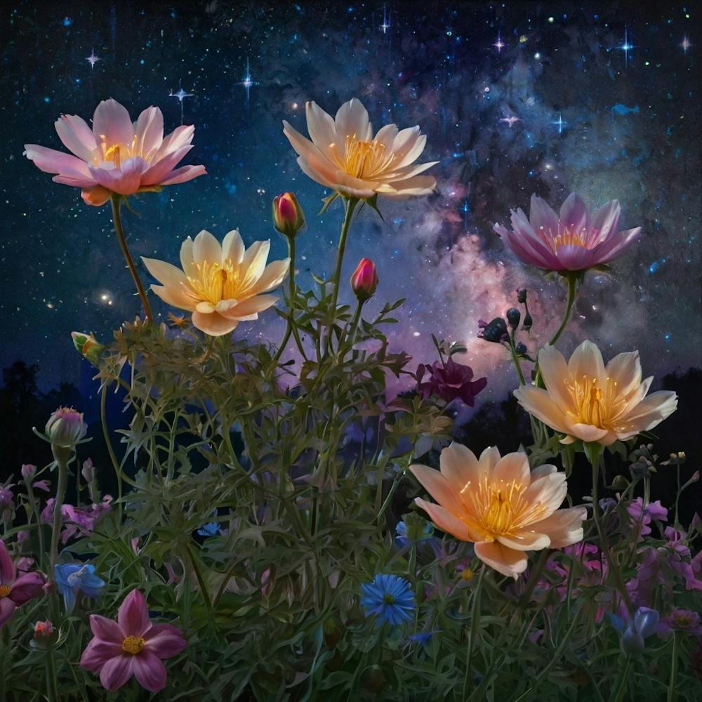 Lotus Flower In The Night Sky