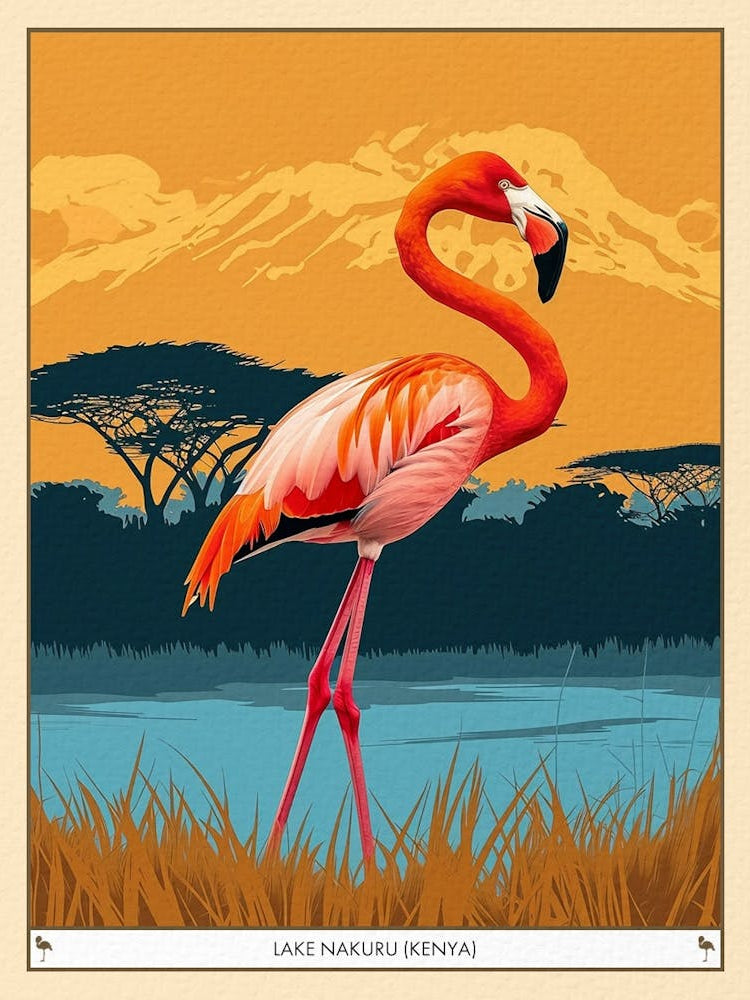 Greater Flamingo Lake Nakuru Nakuru Kenya Tropical Illustration 1 Poster