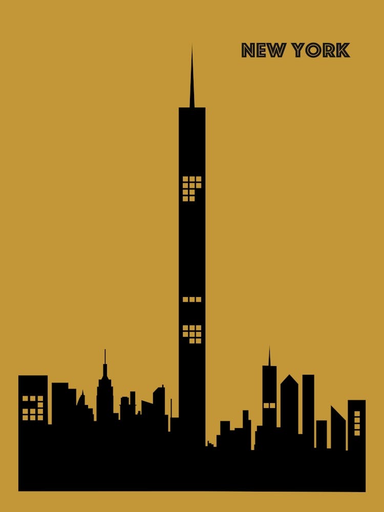 New York Print Mid Century Modern Pop Culture Print New York Skyline Poster Nyc Minimalist Art Funky Retro Wall Art Minimal