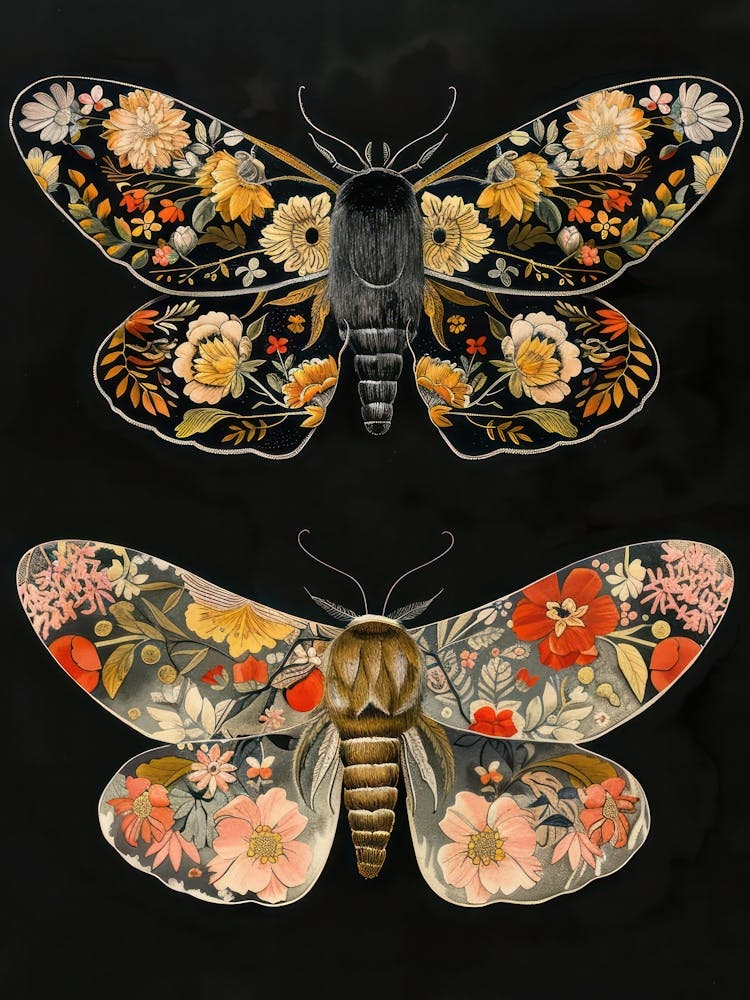 Butterfly Night Symphony William Morris Style 1