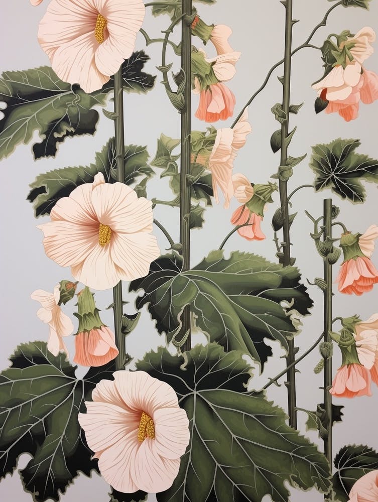 Flower Illustration Hollyhock 1