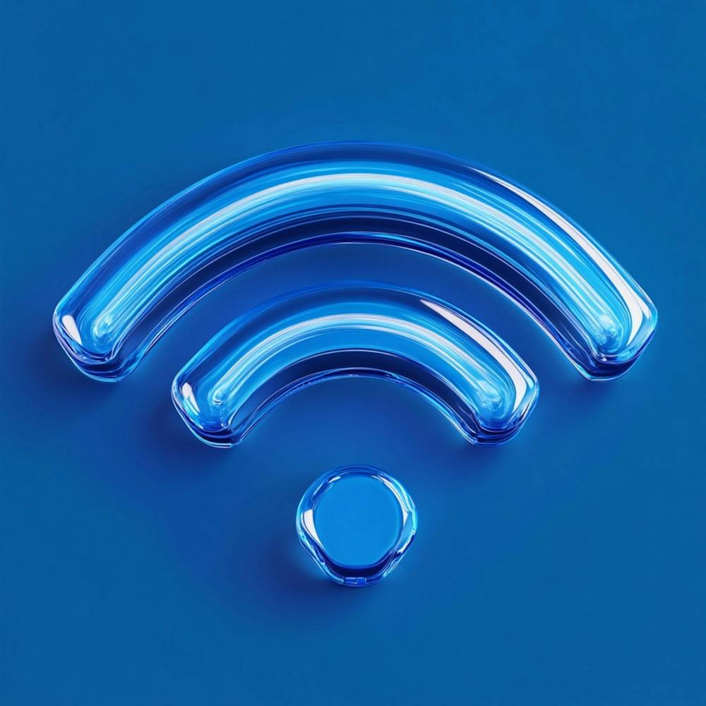 Wifi Symbol On Blue Background