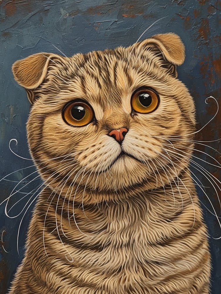 Scottish Fold Cat Relief Illustration 3