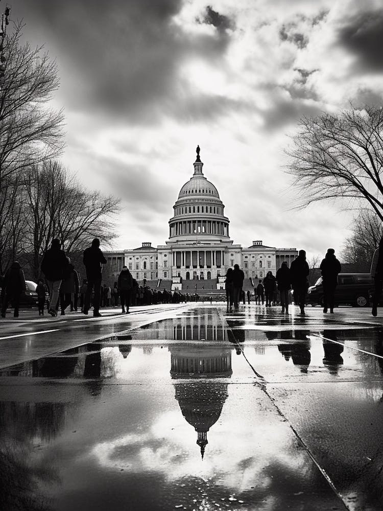 Washington Dc, Usa, Black And White Analogue Photograph 1