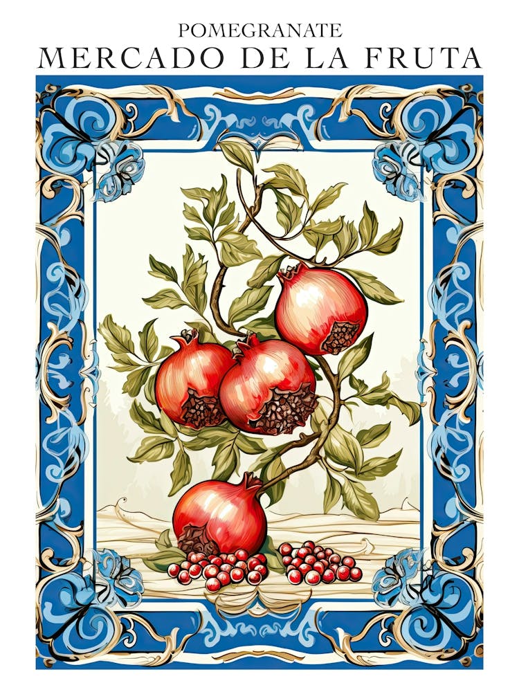 Mercado De La Fruta Pomegranate Illustration 6 Poster