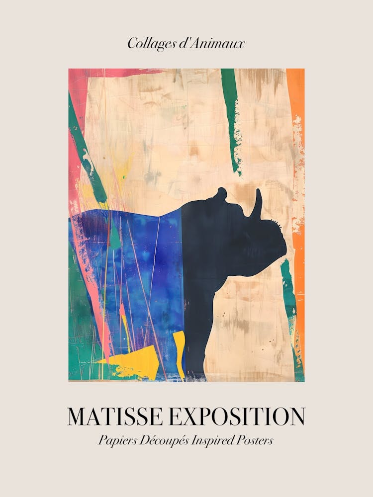 Hippopotamus 4 Matisse Inspired Exposition Animals Poster