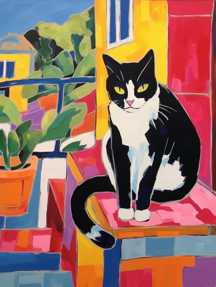 Painting Of A Cat In Athens Greece 1
