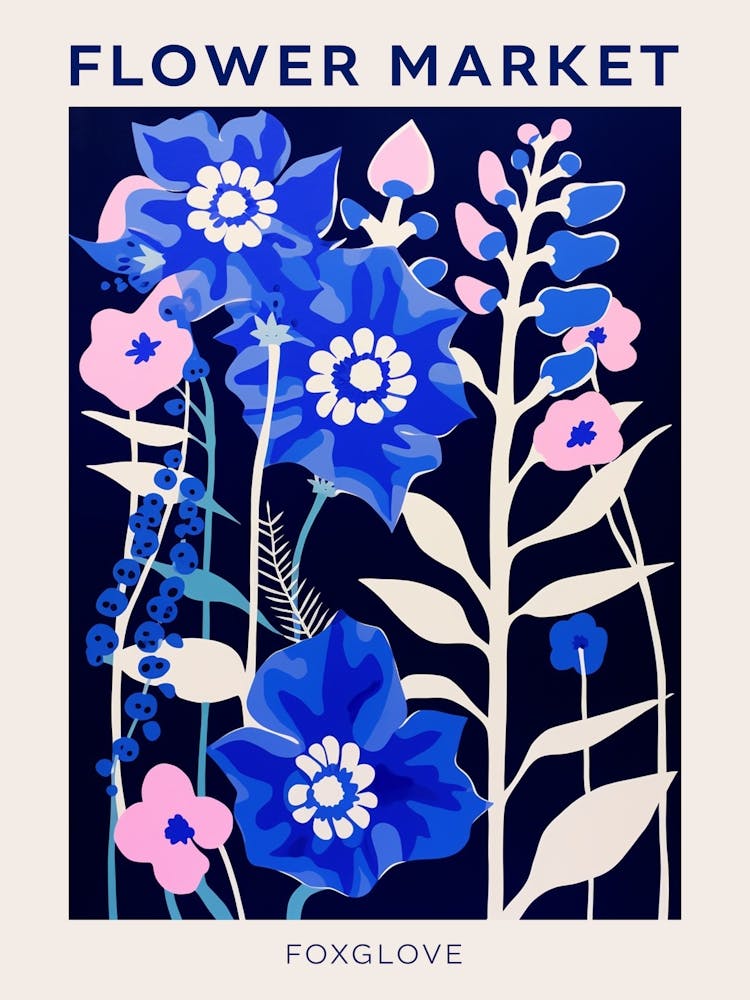Blue Flower Market Poster Foxglove 1