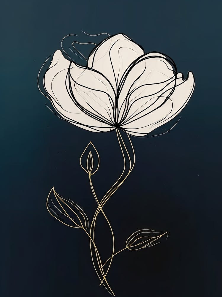 Line Art Tulips Flowers Illustration Neutral 11