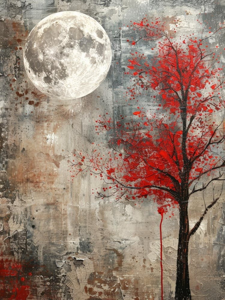 Red Tree In The Moonlight 1
