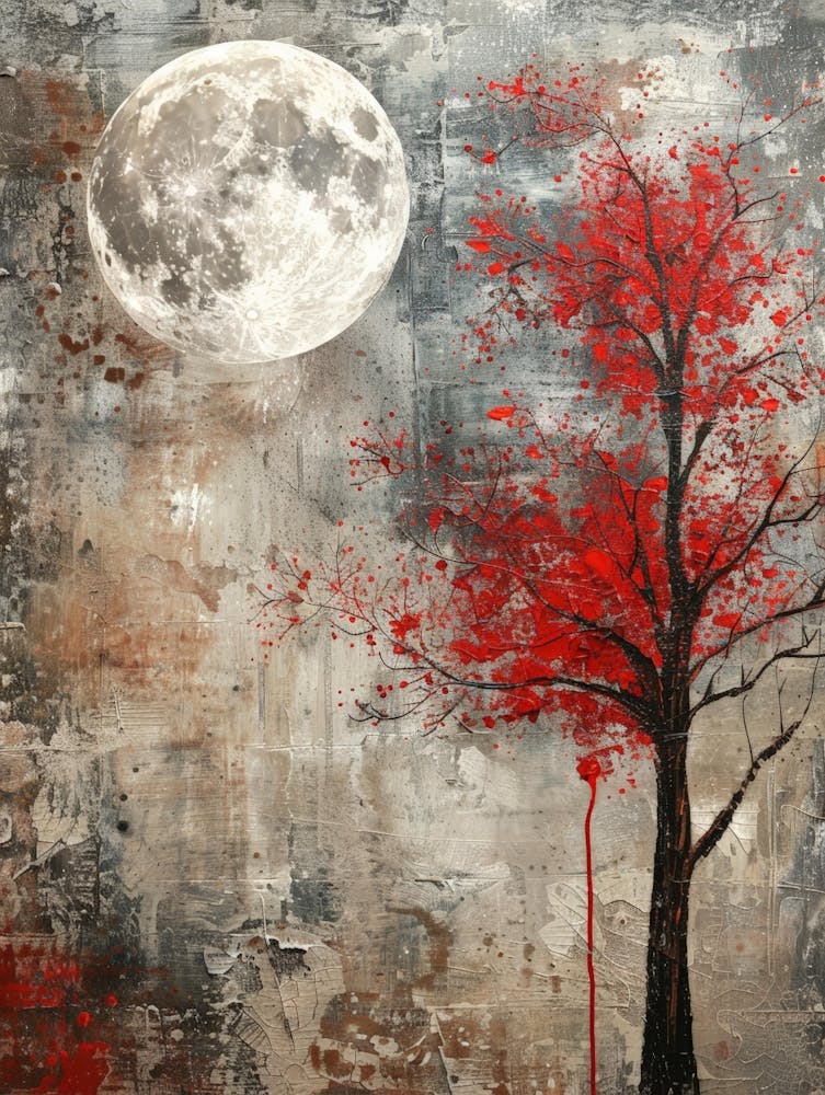 Red Tree In The Moonlight 1