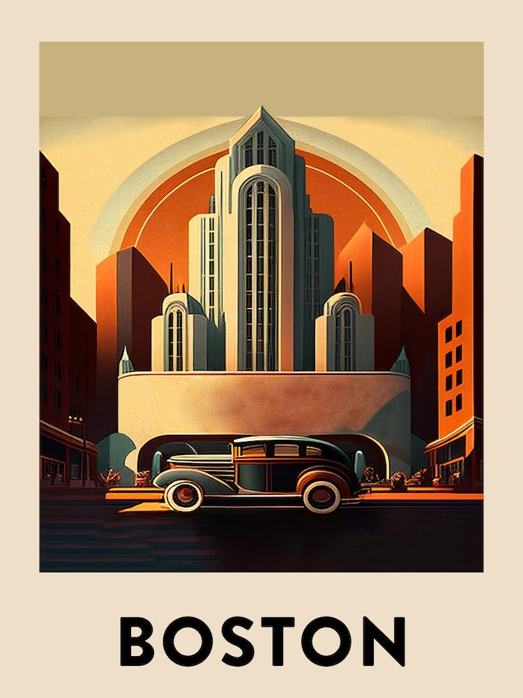 Boston Vintage Travel Poster