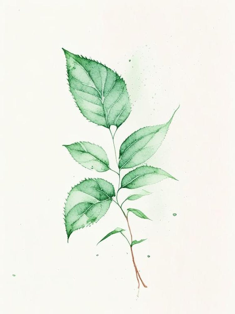 Peppermint Leaf Minimalist Watercolour 1