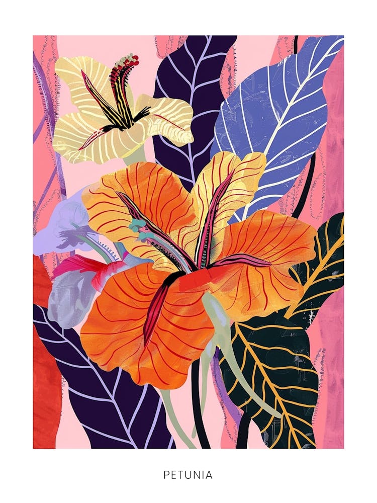 Colourful Flower Illustration Poster Petunia 2