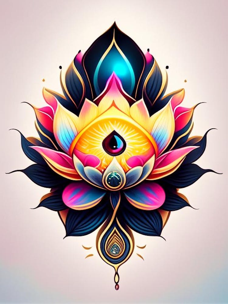 Lotus Flower, Symbol, Third Eye Tattoo 4