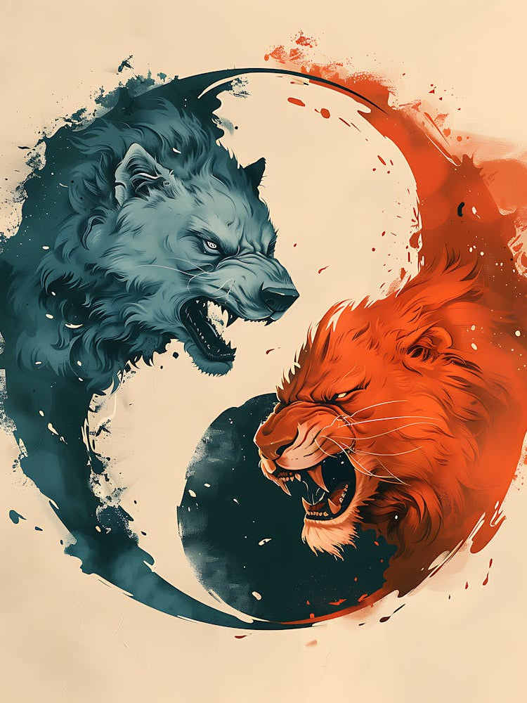 Badass Lion And Wolf 2