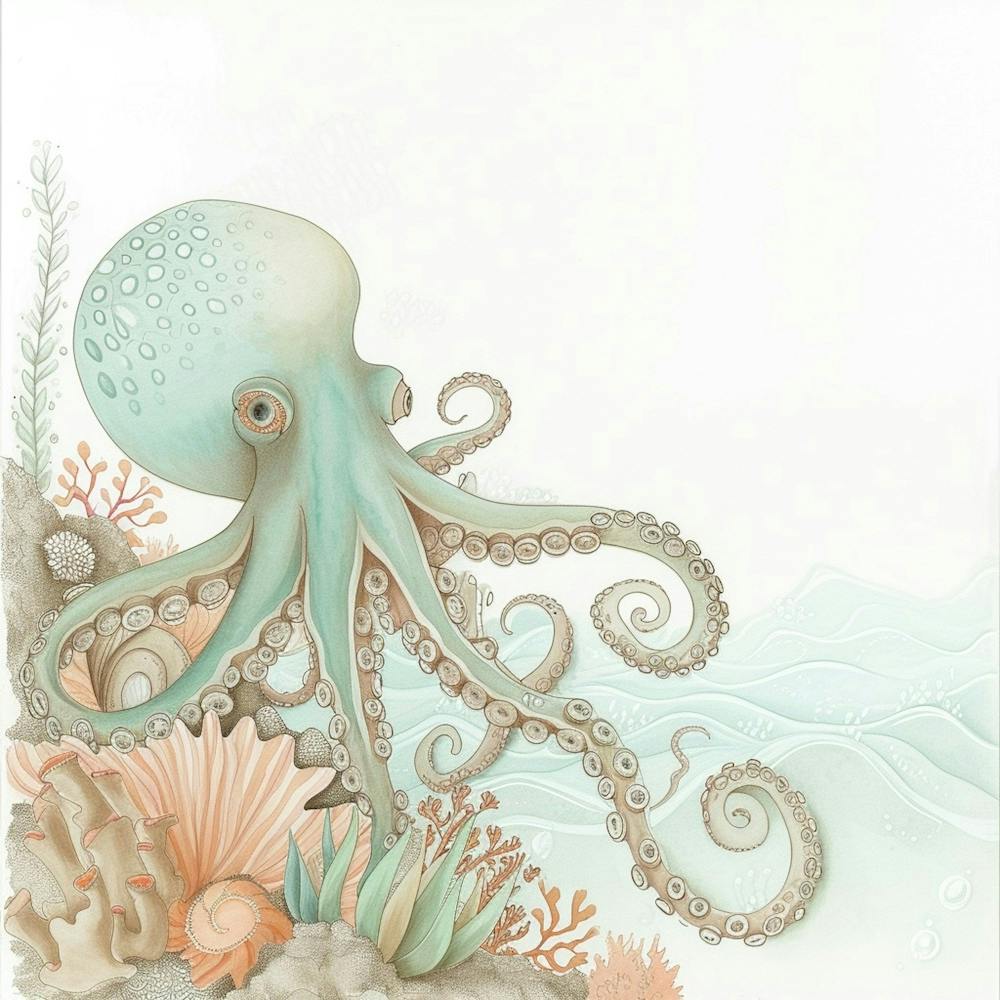 Storybook Style Octopus Exploring The Ocean 2