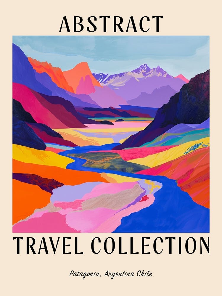 Abstract Travel Collection Poster Patagonia Argentina Chile 2