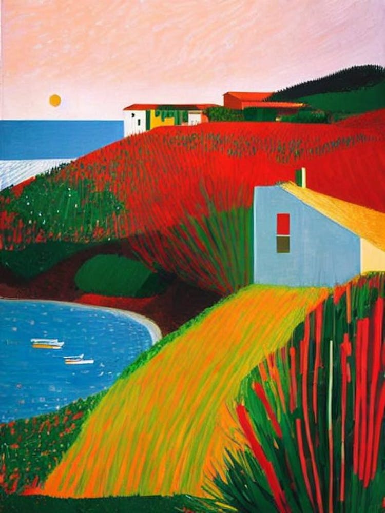 Spiaggia Del Principe, Sardinia, Italy Hockney Style