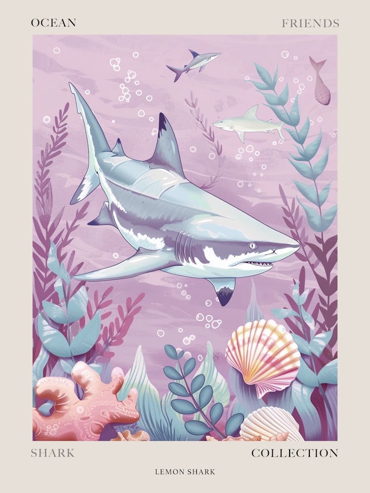 Purple Lemon Shark Illustration 2 Poster