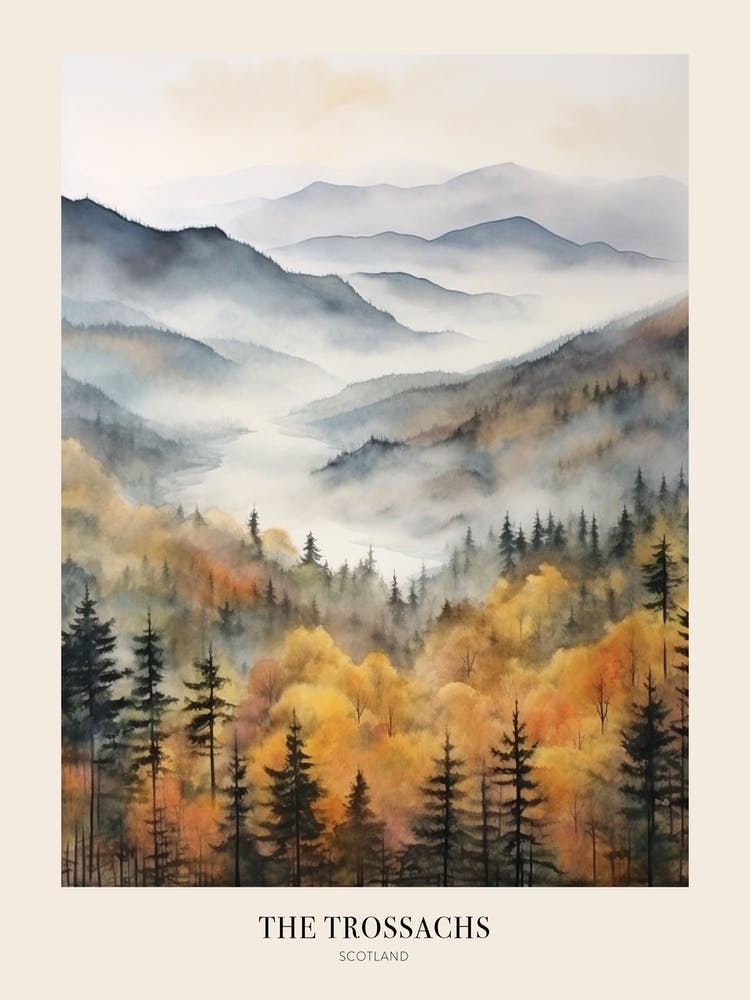 Autumn Forest Landscape The Trossachs Scotland 1 Poster
