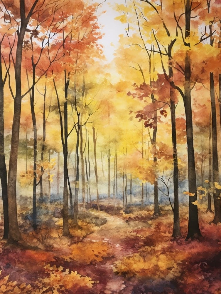 Autumn Forest Landscape The Forest Of Broceliande