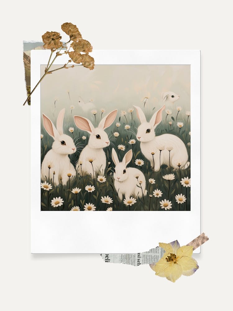 Scrapbook White Rabbits Fairycore Painting 4
