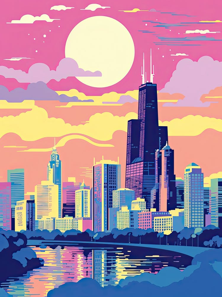 Chicago In Risograph Style 3