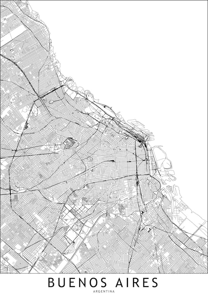 Buenos Aires White Map