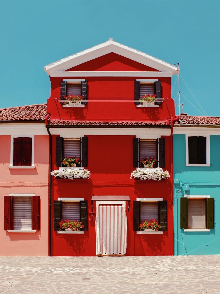 Red Geometric House Italy