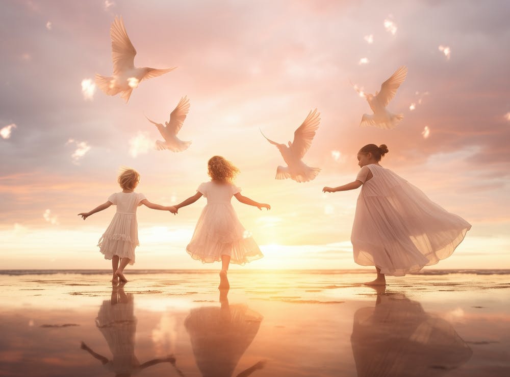 Doves Flying In The Sky